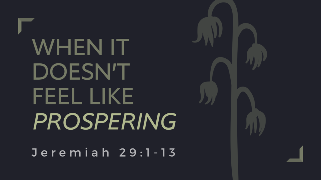 Jeremiah 29:1-13. When It Doesn't Feel Like Prospering